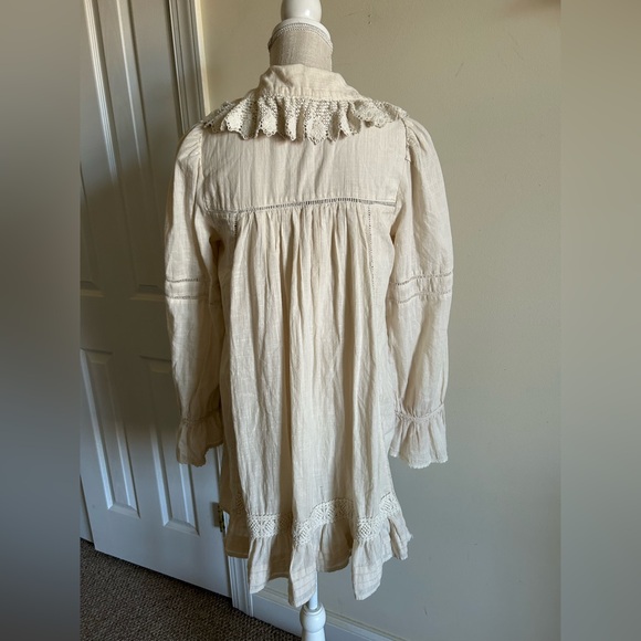 Free People 5 O'clock Tea Time Mini Dress Ivory Color Cotton size XS - Picture 7 of 11